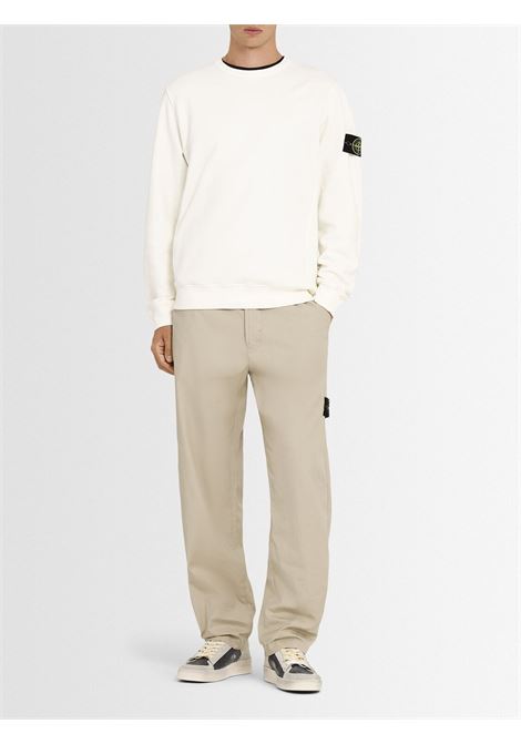 brushed organic cotton fleece sweatshirt man ivory STONE ISLAND | K2S15 6100028 S0A20V0093